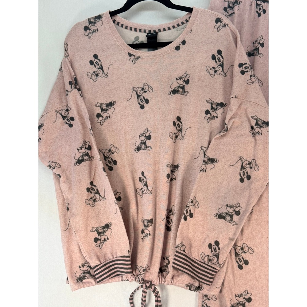 Disney Mickey Minnie Mouse Pajama Set Pink Lounge Joggers Top Womens L XL - Picture 12 of 15